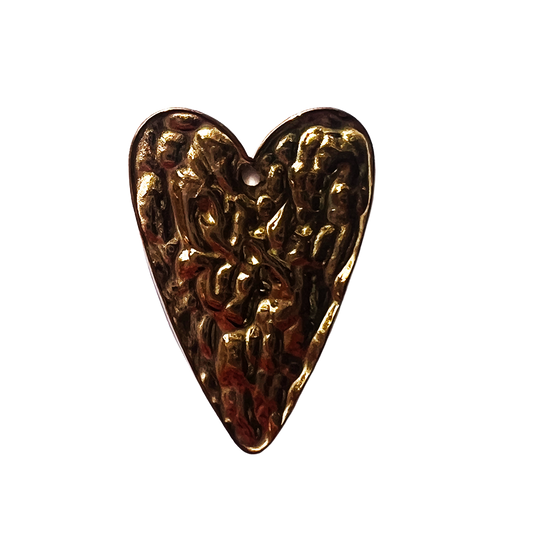 Charm grand cœur doré martelé